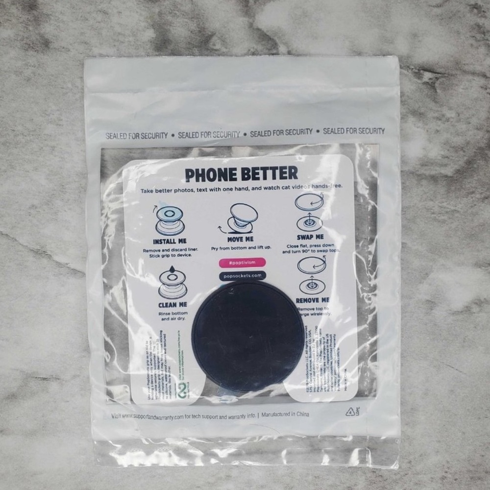 🎉HP 5/2/23 Poshmark Pop Socket Round 1.5 X 1.5” Black White Logo - Picture 6 of 6
